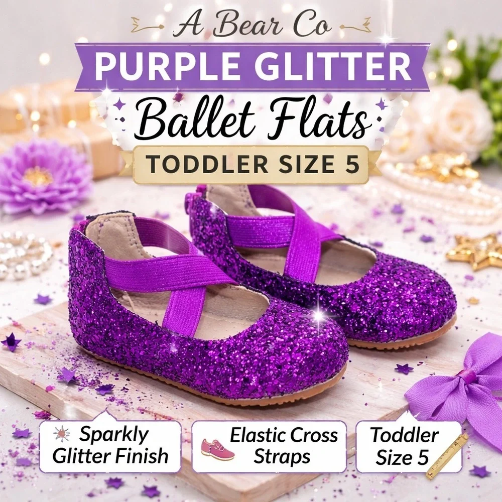A Bear Co Purple Glitter Ballet Flats Toddler Size 5